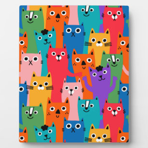 Colourful cats pattern plaque
