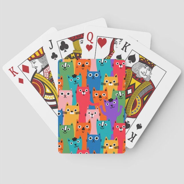Colourful cats pattern playing cards (Back)