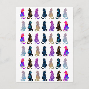 Colourful Cats Pattern Postcard