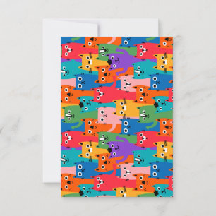 Colourful cats pattern RSVP card