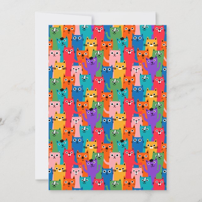 Colourful cats pattern thank you card (Front)