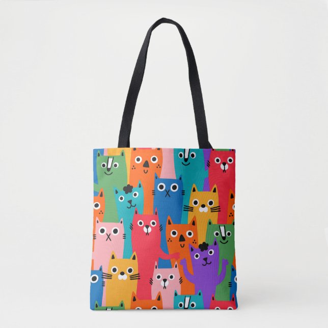 Colourful cats pattern tote bag (Front)