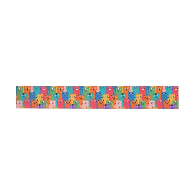 Colourful cats pattern wrap around label (Individual)