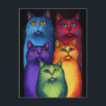 Colourful Cats Postcard<br><div class="desc">A rainbow of cats</div>
