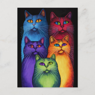Colourful Cats Postcard