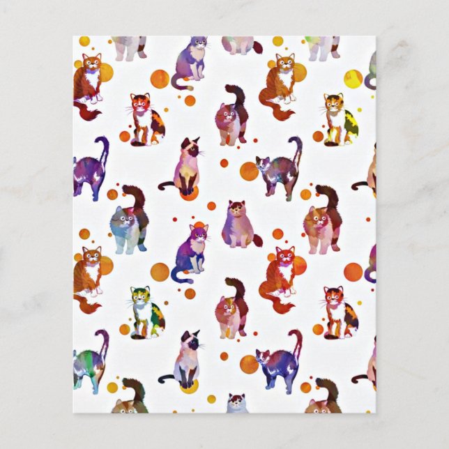 Colourful cats scrapbook paper (Front)