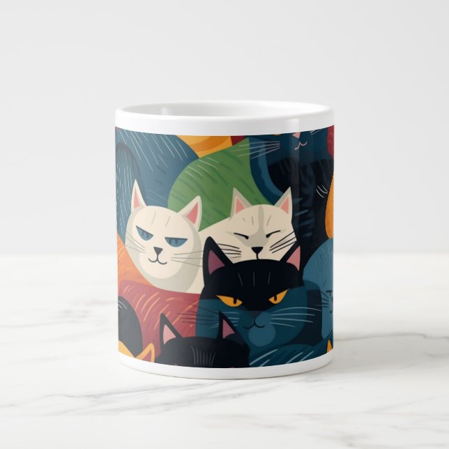 Colourful cats sleeping large coffee mug (Front)