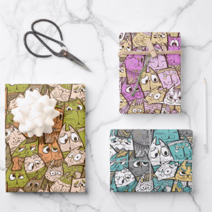 Colourful Cats Wrapping Paper Sheet