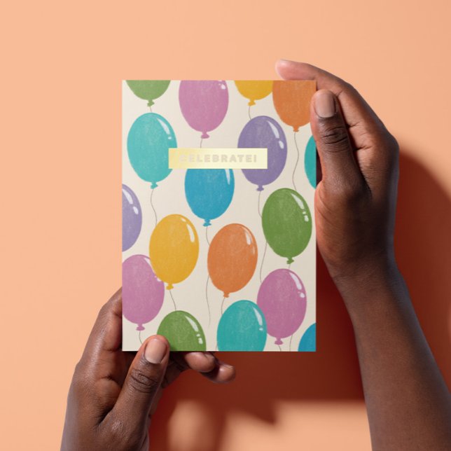 Colourful Celebrate Birthday Balloons Foil Greeting Card (Creator Uploaded)