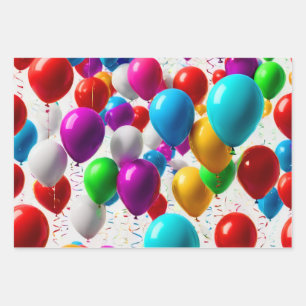Colourful Celebration Balloon Design Wrapping Paper Sheet