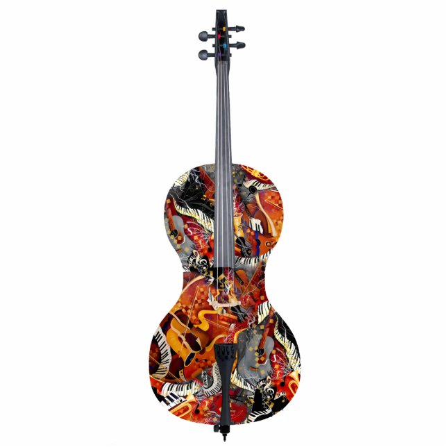 Colourful Cello Musical Instrument Jazz Sculpture Standing Photo Sculpture (Front)