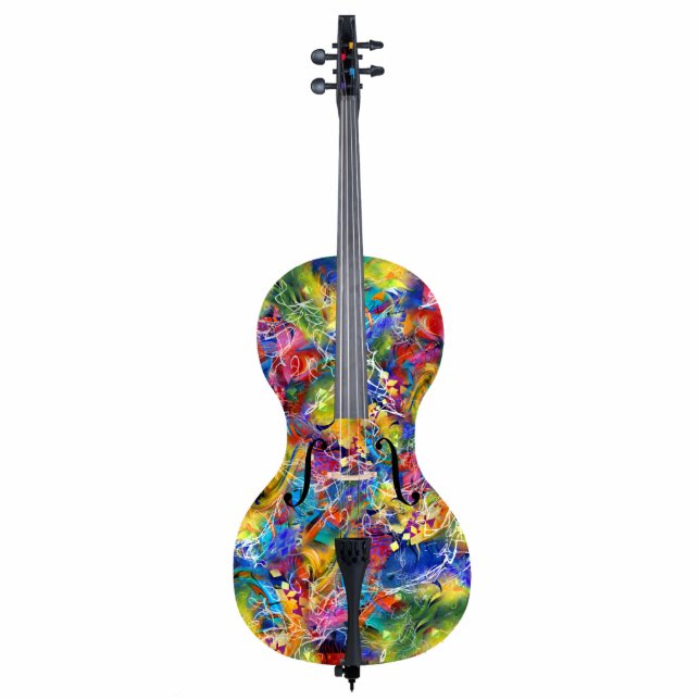 Colourful Cello Musical Instrument Sculpture Standing Photo Sculpture (Front)