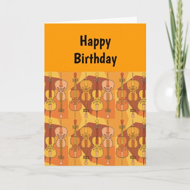  Colourful Cello Pattern Birthday Card (Front)