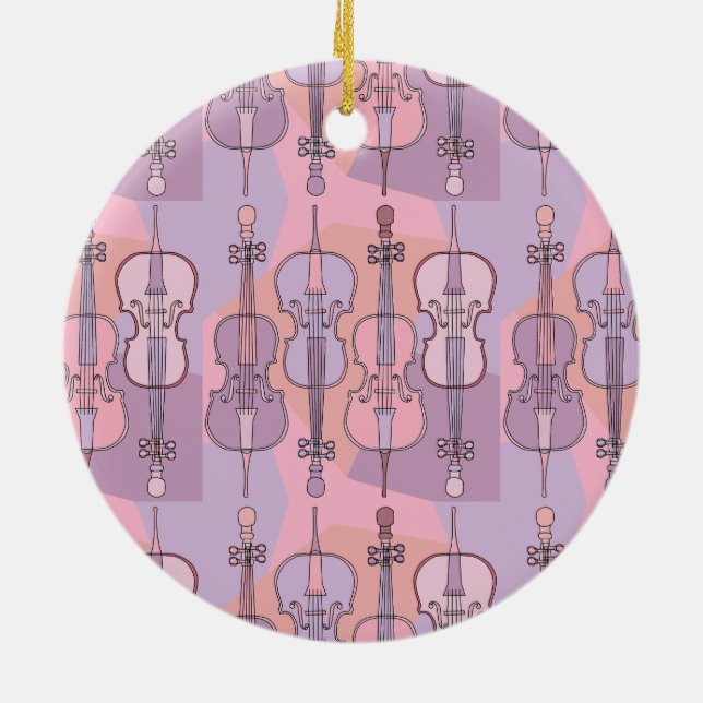 Colourful Cello Pattern  Ceramic Tree Decoration (Back)