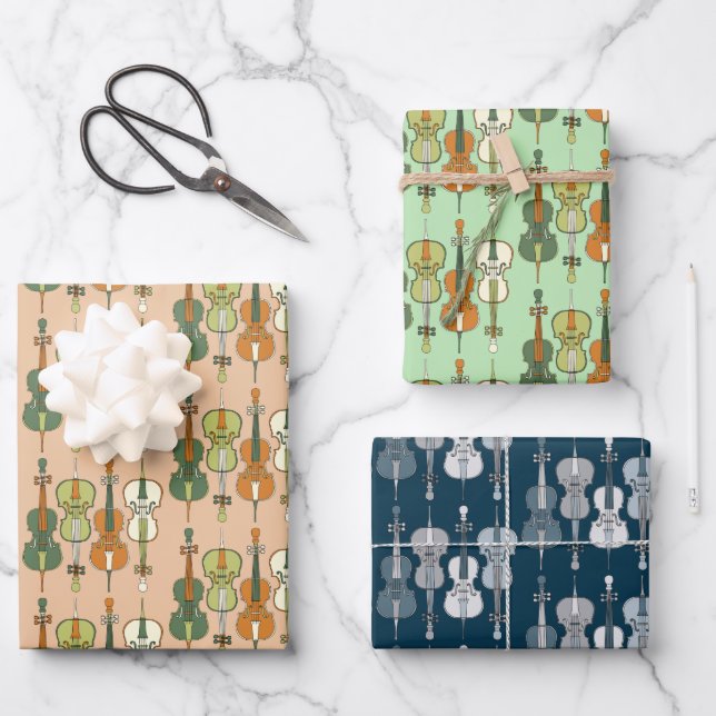 Colourful Cello Pattern  Wrapping Paper Sheets (Front)
