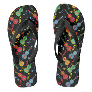 Colourful Cellos Pattern Flip Flops