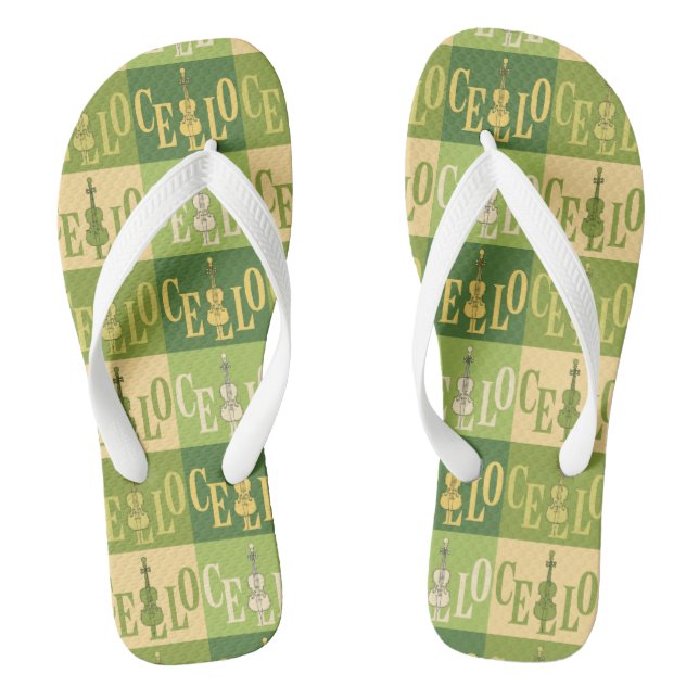 Colourful Cellos Pattern  Flip Flops (Footbed)