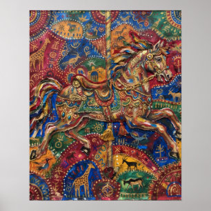 Colourful Celtic Horse Medieval Poster