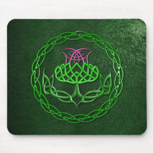 Colourful Celtic Knot Thistle Mouse Mat