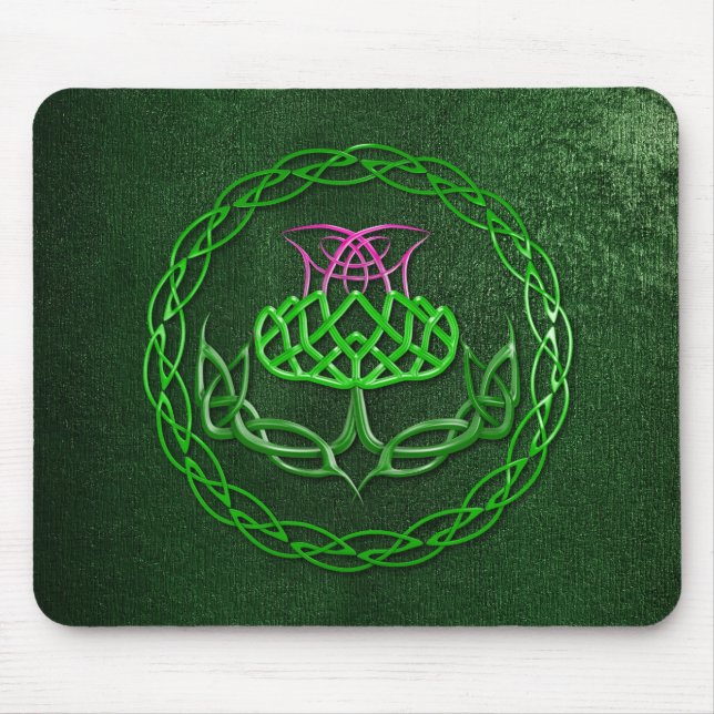 Colourful Celtic Knot Thistle Mouse Mat (Front)