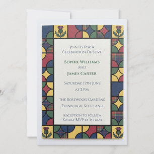 Colourful Celtic Stained Glass Wedding Invitation