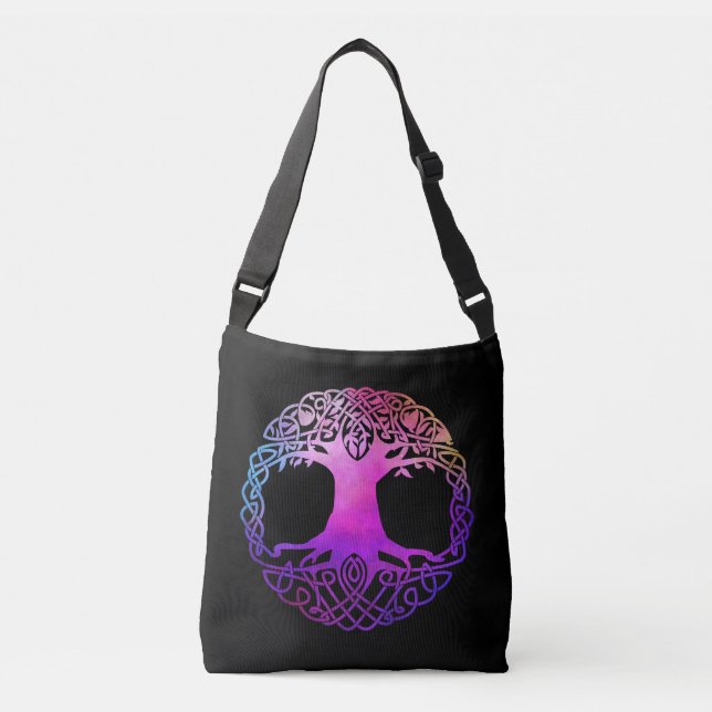 Colourful Celtic Tree of Life Crossbody Bag (Front)