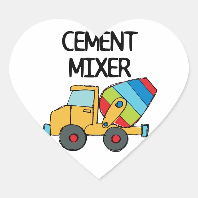 Colourful Cement Mixer Heart Sticker (Front)
