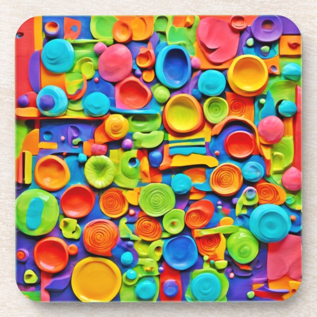 Colourful Ceramic Art Coaster (Front)