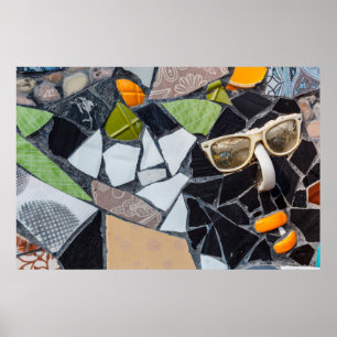 Colourful ceramic mosaic floor or wall. Creative r Poster