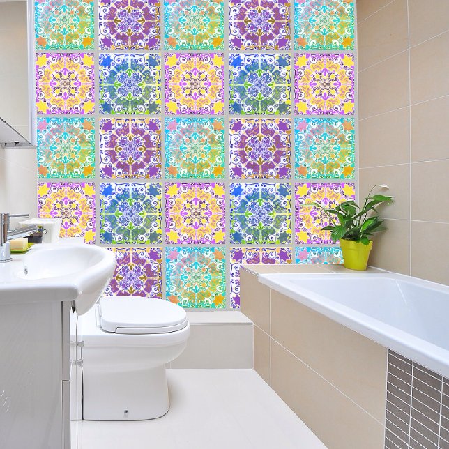 Colourful ceramic tile imitation geometric pattern wallpaper (Creator Uploaded)