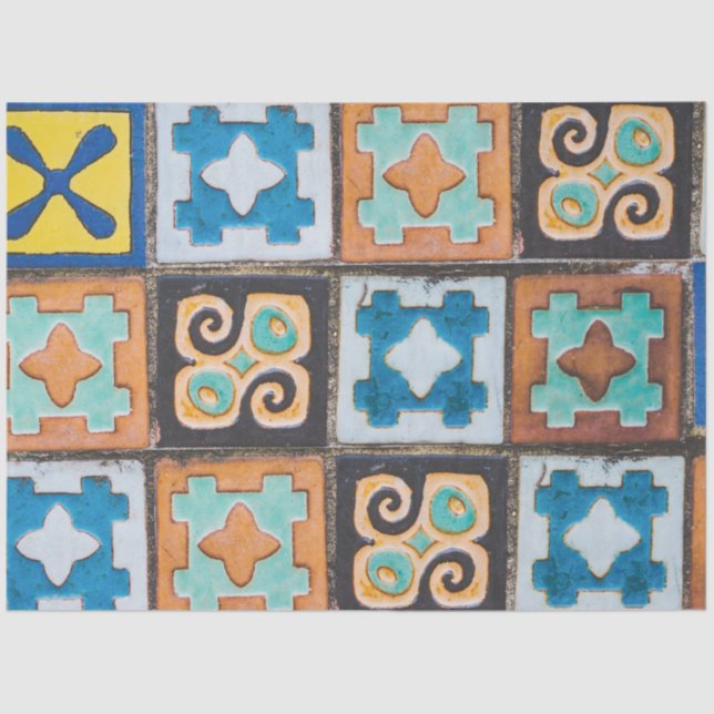 Colourful Ceramic Tiles Pattern Design Tissue Paper (Front)