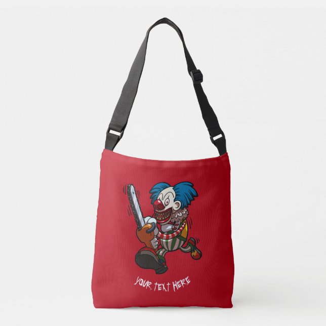 Colourful Chainsaw Clown Halloween Horror Cartoon Crossbody Bag (Front)