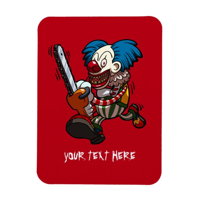 Colourful Chainsaw Clown Halloween Horror Cartoon Magnet (Vertical)