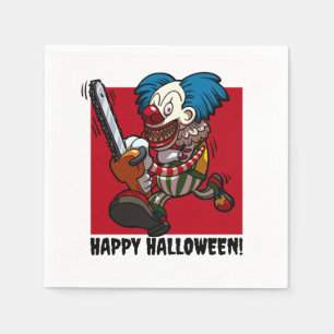 Colourful Chainsaw Clown Halloween Horror Cartoon Napkin