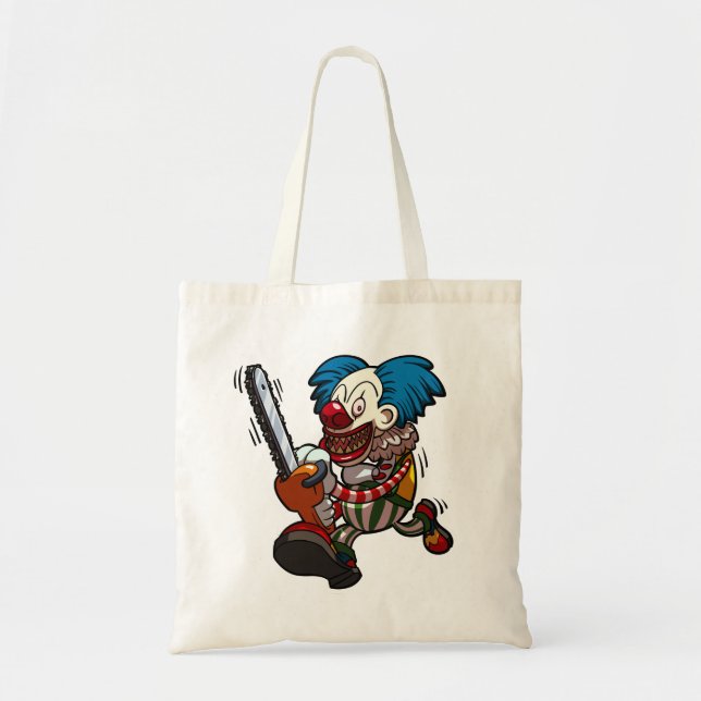 Colourful Chainsaw Clown Halloween Horror Cartoon Tote Bag (Front)