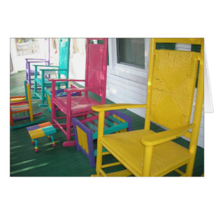 colourful chairs on a porch