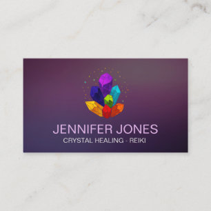 Colourful Chakra Healing Crystals Cluster  Business Card