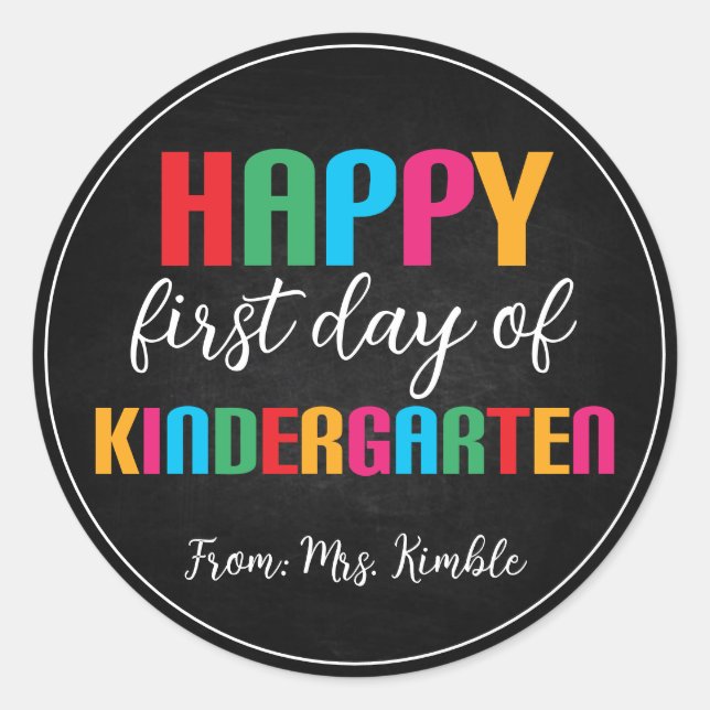 Colourful Chalk Board Kindergarten School Sticker (Front)