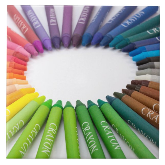 Colourful chalk crayons tile (Front)