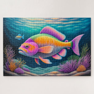 Colourful Chalk Drawing Fish Jigsaw Puzzle