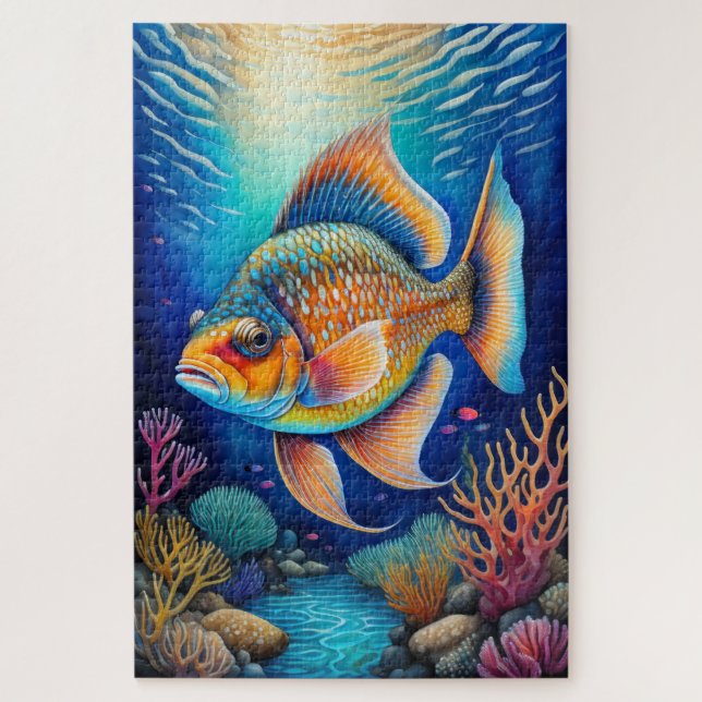 Colourful Chalk Drawing Fish Jigsaw Puzzle (Vertical)