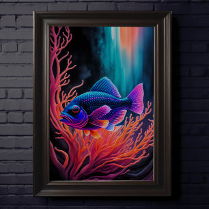 Colourful Chalk Drawing Fish Poster