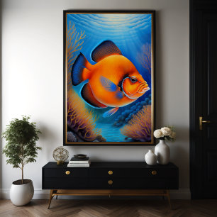 Colourful Chalk Drawing Fish Poster