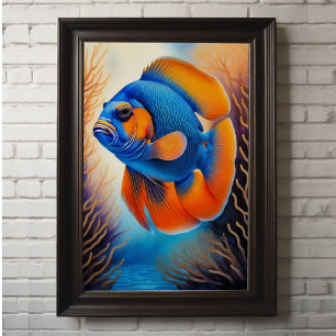 Colourful Chalk Drawing Fish Poster