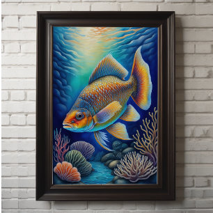 Colourful Chalk Drawing Fish Poster