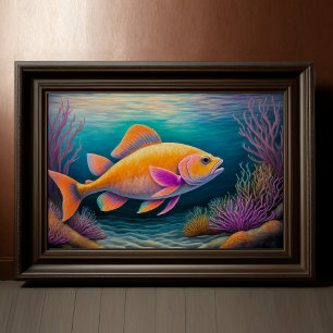 Colourful Chalk Drawing Fish Poster