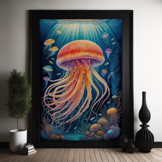 Colourful Chalk Drawing Jellyfish Poster (Creator Uploaded)