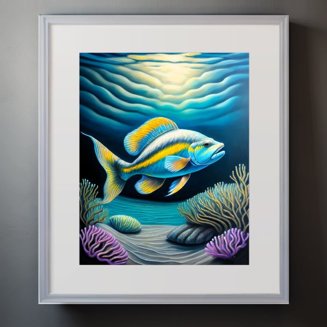 Colourful Chalk Drawing Reef Fish II Poster (Creator Uploaded)