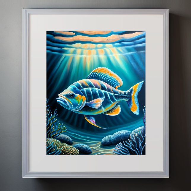 Colourful Chalk Drawing Reef Fish III Poster (Creator Uploaded)