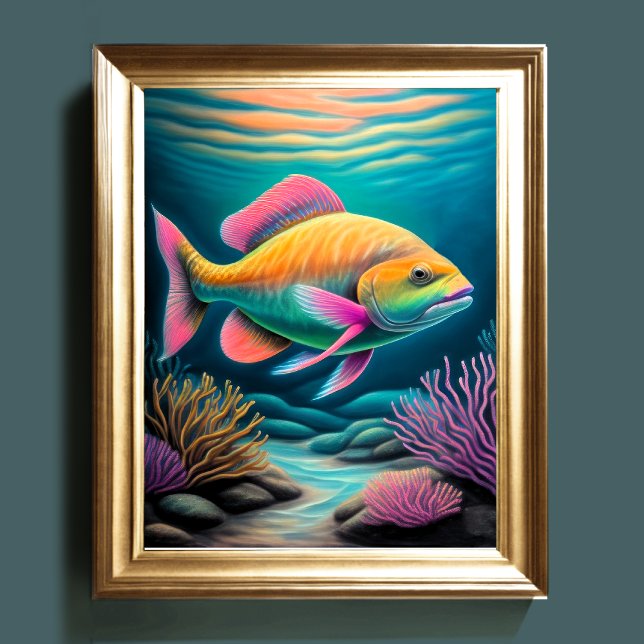 Colourful Chalk Drawing Reef Fish Poster (Creator Uploaded)